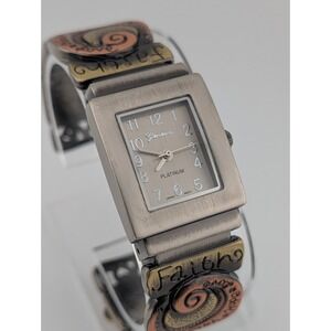 Geneva Platinum Watch Faith Hope Love Hinge Bangle Band- New Battery‎